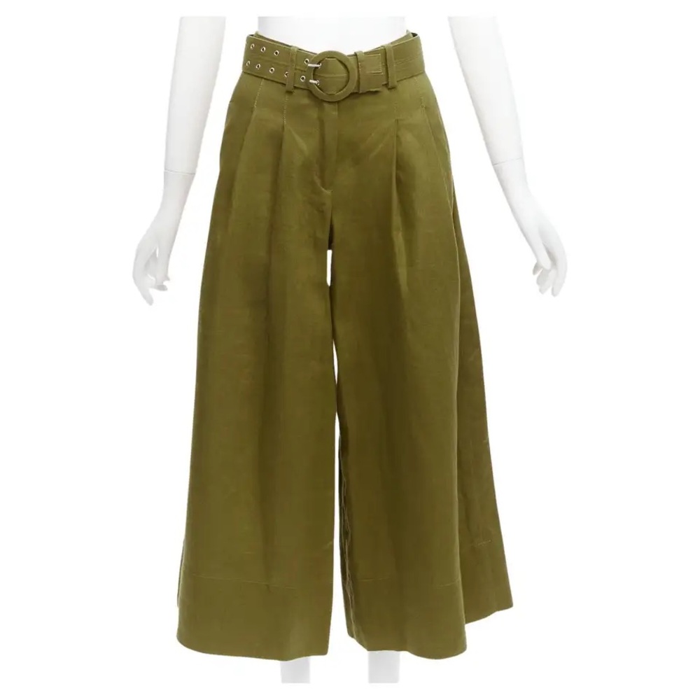 NICHOLAS ivory  100% linen high waisted belted wide leg pants